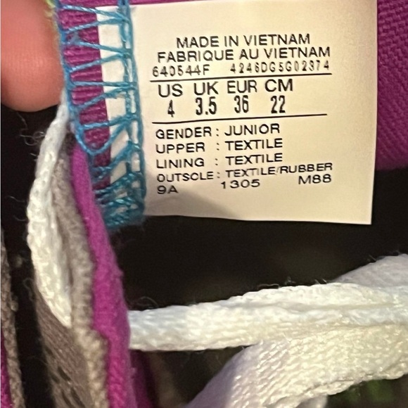 Converse All Star Shoes Gray Neon Animal Print Double Tongue Junior Size 4 - Picture 4 of 12